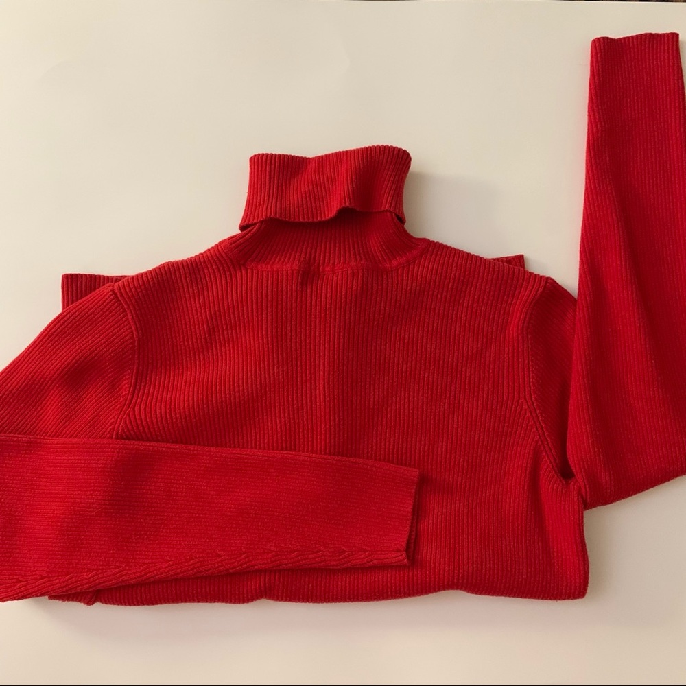 Ruby Red Ribbed Ralph Lauren Turtle Neck - Picture 3 of 4